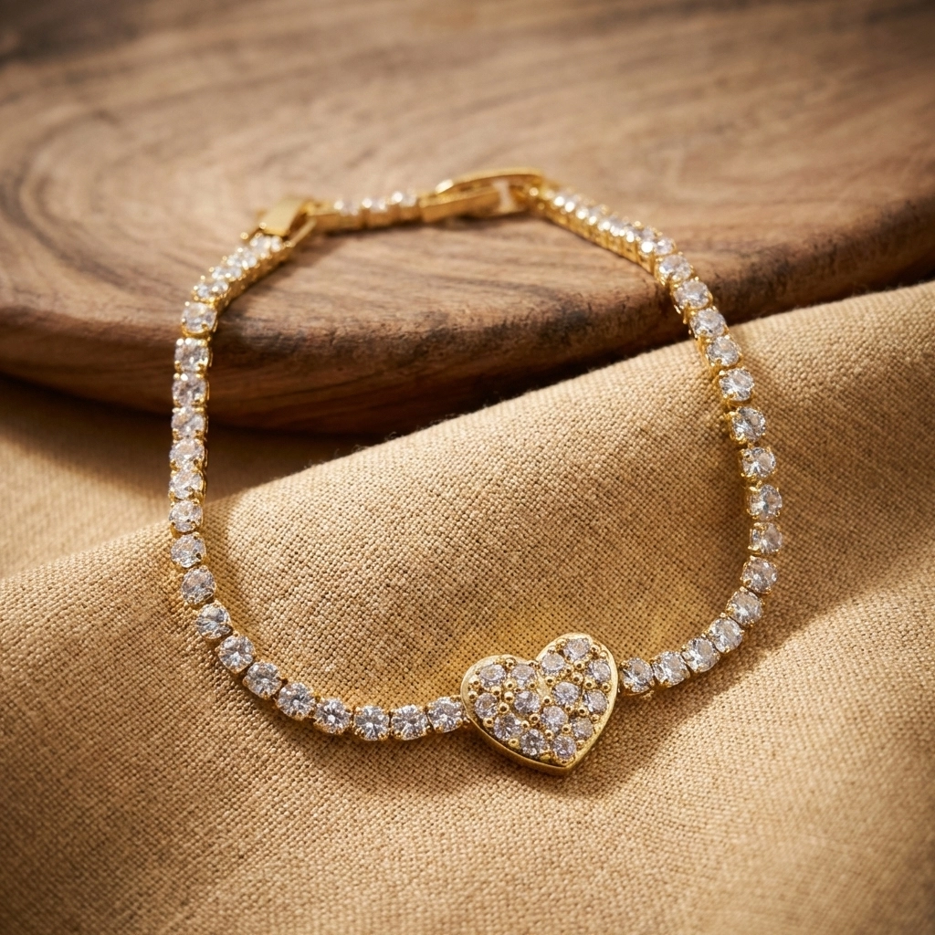 Full Crystal Tennis Bracelet – Stainless Steel